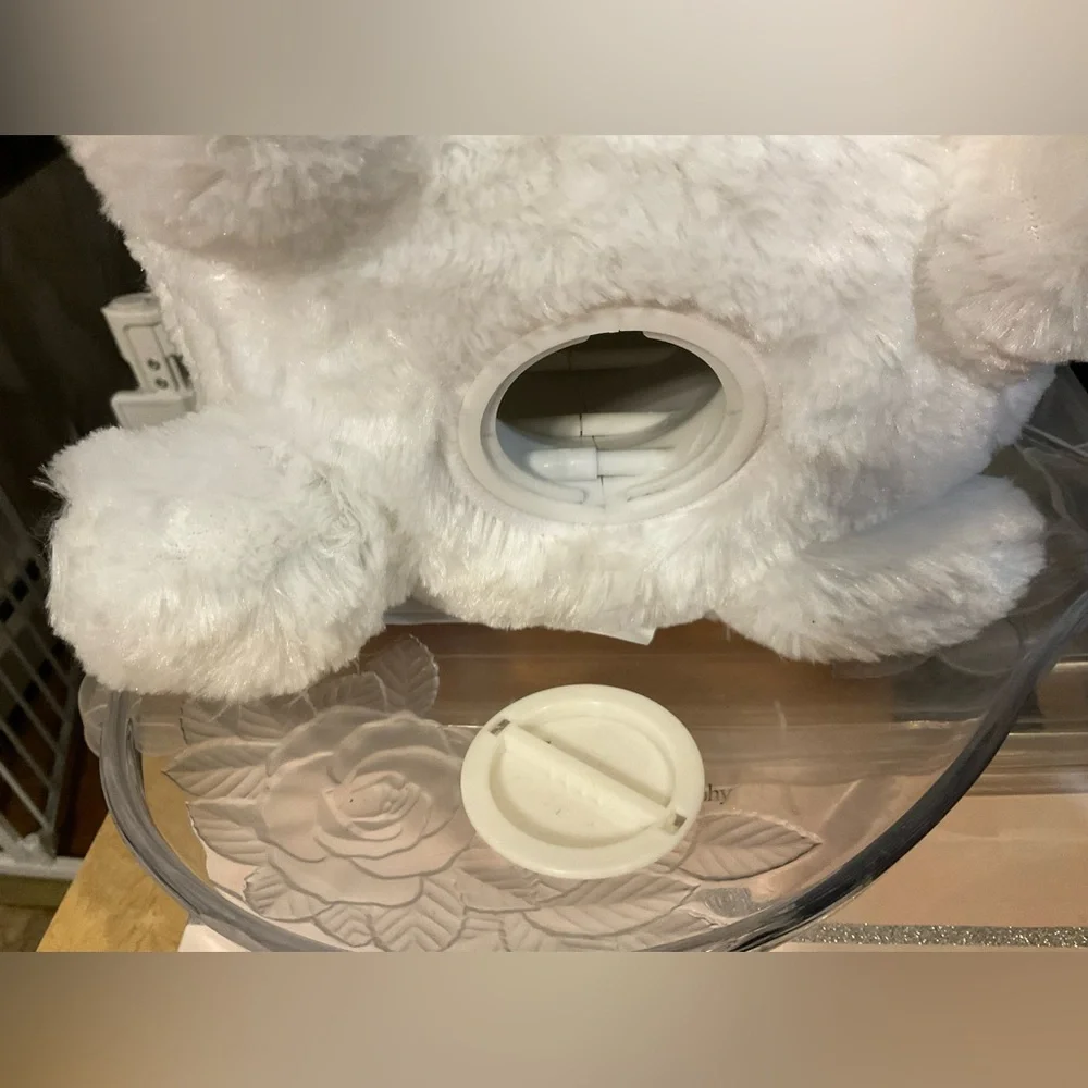 FAB NY: round white bunny with pink floppy bunny ears bank head slot on top head